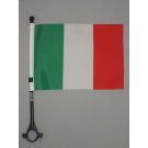 Drapeau de vélo Italie 21x15 cm Hampe en plastique noir