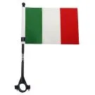 Drapeau de vélo Italie 21x15 cm Hampe en plastique noir