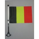 Drapeau de vélo Belgique 21x15 cm Hampe en plastique noir