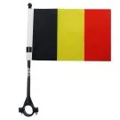 Drapeau de vélo Belgique 21x15 cm Hampe en plastique noir