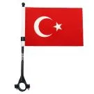 Drapeau de vélo Turquie 21x15 cm Hampe en plastique noir