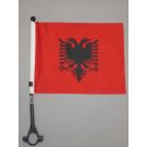 Drapeau de vélo Albanie 21x15 cm Hampe en plastique noir