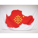 Drapeau Occitanie carte 150x90 cm | Drapeau occitan Polyester 100D Fourreau pour hampe