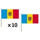 Drapeau Moldavie 45x30 cm | Drapeau moldave Polyester 100D Hampe en bois