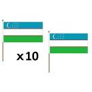 Drapeau Ouzbékistan 45x30 cm | Drapeau ouzbek Polyester 100D Hampe en bois
