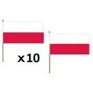 Drapeau Pologne 45x30 cm | Drapeau polonais Polyester 100D Hampe en bois