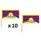 Drapeau Tibet 45x30 cm | Drapeau tibétain Polyester 100D Hampe en bois