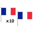 Drapeau France 45x30 cm | Drapeau français Polyester 100D Hampe en bois