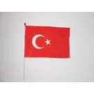 Drapeau Turquie 45x30 cm | Drapeau turc Polyester 100D Hampe en plastique blanc