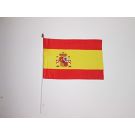 Drapeau Espagne 45x30 cm | Drapeau espagnol Polyester 100D Hampe en plastique blanc