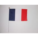 Drapeau France 45x30 cm | Drapeau français Polyester 100D Hampe en plastique blanc