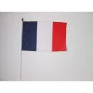 Drapeau France 45x30 cm | Drapeau français Polyester 100D Hampe en plastique blanc