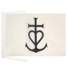 Drapeau Croix de Camargue 45x30 cm | Drapeau camarguais Polyester 100D Cordelettes