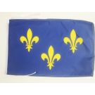 Drapeau 3 Fleur de Lys Bleu et Or 45x30 cm Polyester 100D Cordelettes