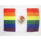 Drapeau Mexique Arc-en-Ciel 45x30 cm | Drapeau LGBT Polyester 100D Cordelettes