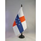 Drapeau de table Antilles néerlandaises 21x14 cm Hampe et socle en plastique noir