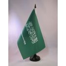 Drapeau de table Arabie Saoudite 21x14 cm Hampe et socle en plastique noir