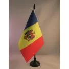 Drapeau de table Moldavie 21x14 cm Hampe et socle en plastique noir