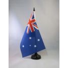 Drapeau de table Australie 21x14 cm Hampe et socle en plastique noir