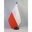 Drapeau de table Pologne 21x14 cm Hampe et socle en plastique noir