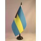 Drapeau de table Bahamas 21x14 cm Hampe et socle en plastique noir
