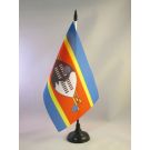 Drapeau de table Eswatini 21x14 cm Hampe et socle en plastique noir