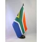Drapeau de table Afrique du Sud 21x14 cm Hampe et socle en plastique noir