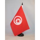 Drapeau de table Tunisie 21x14 cm Hampe et socle en plastique noir
