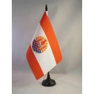 Drapeau de table Polynésie française 21x14 cm Hampe et socle en plastique noir