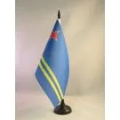 Drapeau de table Aruba 21x14 cm Hampe et socle en plastique noir