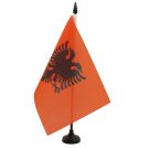 Drapeau de table Albanie 21x14 cm Hampe et socle en plastique noir