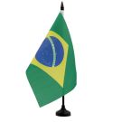 Drapeau de table Brésil 21x14 cm Hampe et socle en plastique noir