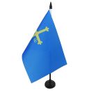 Drapeau de table Asturies 21x14 cm Hampe et socle en plastique noir