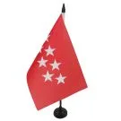 Drapeau de table Communauté de Madrid 21x14 cm Hampe et socle en plastique noir
