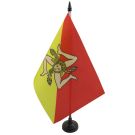 Drapeau de table Sicile 21x14 cm Hampe et socle en plastique noir