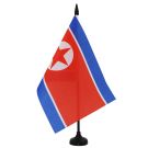 Drapeau de table Corée du Nord 21x14 cm Hampe et socle en plastique noir