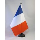 Drapeau de table France 21x14 cm Hampe et socle en plastique noir