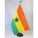 Drapeau de table Ghana 21x14 cm Hampe et socle en plastique noir