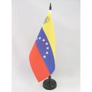 Drapeau de table Vénézuela Ancien Avec Ecusson 21x14 cm Hampe et socle en plastique noir