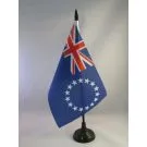 Drapeau de table Iles Cook 21x14 cm Hampe et socle en plastique noir