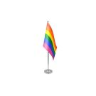 Drapeau de table Prestige Arc-en-Ciel 22x15 cm Hampe et socle en métal