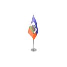 Drapeau de table Prestige Haïti 22x15 cm Hampe et socle en métal