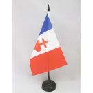 Drapeau de table France Sacré Cœur de Jésus 21x14 cm Hampe et socle en plastique noir