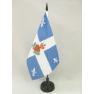 Drapeau de table Québec Carillon Sacré Cœur 21x14 cm Hampe et socle en plastique noir