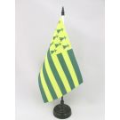 Drapeau de table Bretagne Melen Ha Gwer 21x14 cm Hampe et socle en plastique noir