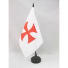 Drapeau de table Templiers Ordre du Temple 21x14 cm Hampe et socle en plastique noir