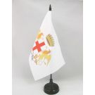 Drapeau de table Ville de Gênes avec armes 21x14 cm Hampe et socle en plastique noir