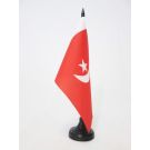 Drapeau de table Oumm al Qaïwaïn 21x14 cm Hampe et socle en plastique noir