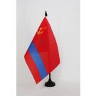 Drapeau de table République socialiste soviétique kazakhe 1936-1991 21x14 cm Hampe et socle en plastique noir