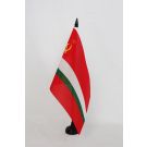 Drapeau de table République socialiste soviétique du Tadjikistan 1929-1990 21x14 cm Hampe et socle en plastique noir